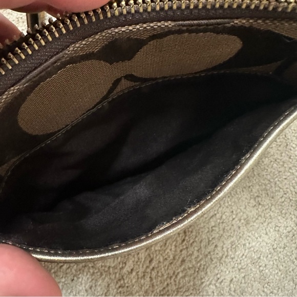 Coach Signature Stripe CrossbodyBag Brown Canvas Glitter Bronze Trim F0749-40758 - Picture 10 of 12